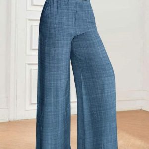 Casual Plain Loose Metal Pants