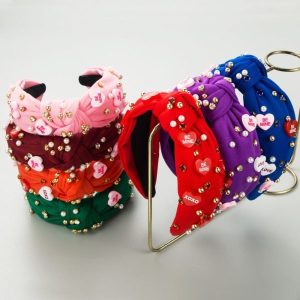 Cute Valentine’S Day Wide-Brimmed Headband With Rhinestone and Pearl