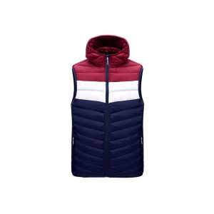 Color-blocked padded vest with a hat, short style, and added cotton.