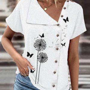 Asymmetrical Dandelion Casual Shirt