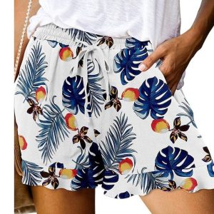 Women’s Wide Leg Shorts Black White Pink Fashion Basic Holiday Weekend Ruffle Side Pockets Micro-elastic Short Comfort Floral S M L XL 2XL