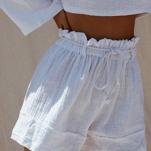 Women’s Wide Leg Shorts Faux Linen White Red Blue Fashion Casual Daily Wide Leg Short Comfort Plain S M L XL 2XL