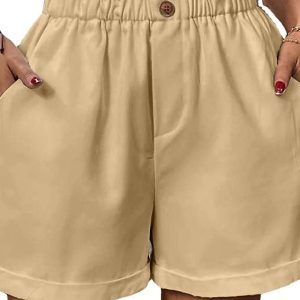 Women’s Wide Leg Shorts Faux Linen Black White Wine Fashion Casual Weekend Side Pockets Short Comfort Plain S M L XL 2XL