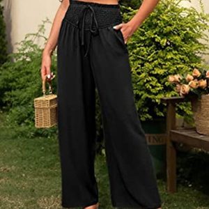 Women’s Wide Leg Pants Trousers Black Army Green Navy Blue Casual Daily Casual Daily Side Pockets Wide Leg Full Length Comfort Plain S M L XL 2XL