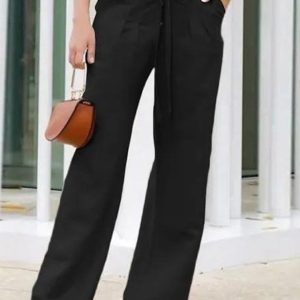 Women’s Wide Leg Pants Trousers Black Army Green Beige Fashion Casual Daily Side Pockets Wide Leg Full Length Comfort Plain S M L XL 2XL