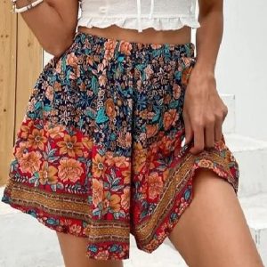 Women’s Shorts Swing Red Vacation Holiday Weekend Short Comfort Floral S M L XL 2XL